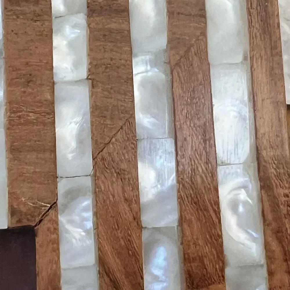 Two's Company Mother Of Pearl Wood Striped inlaid 4X6